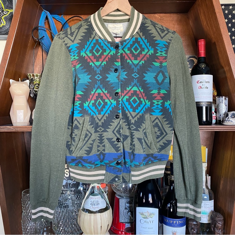 Ralph Lauren Denim and Supply Rare Aztec Zip Up Bomber Sweatshirt Jacket large